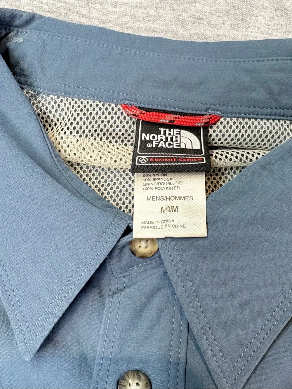 The North Face Mens M Blue Summit Series Button Up Long Sleeve Shirt Outdoors
